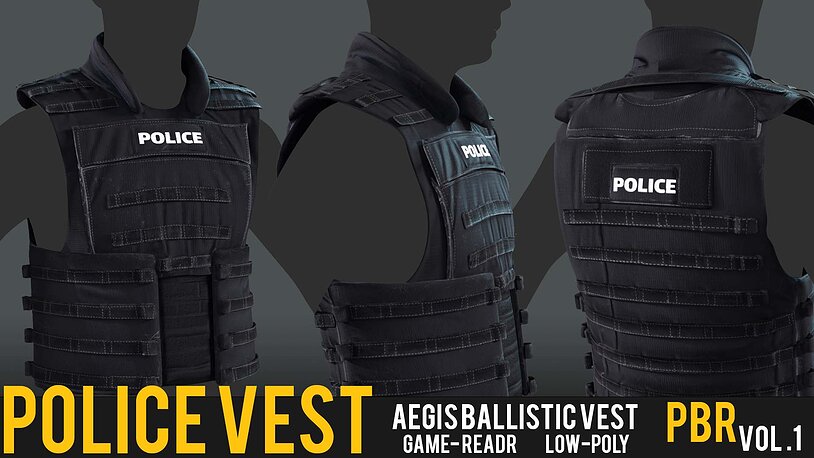 AEGIS Ballistic Vest 3D Model British Police Gear - CGTrader 3D model preview by Cloth4Game