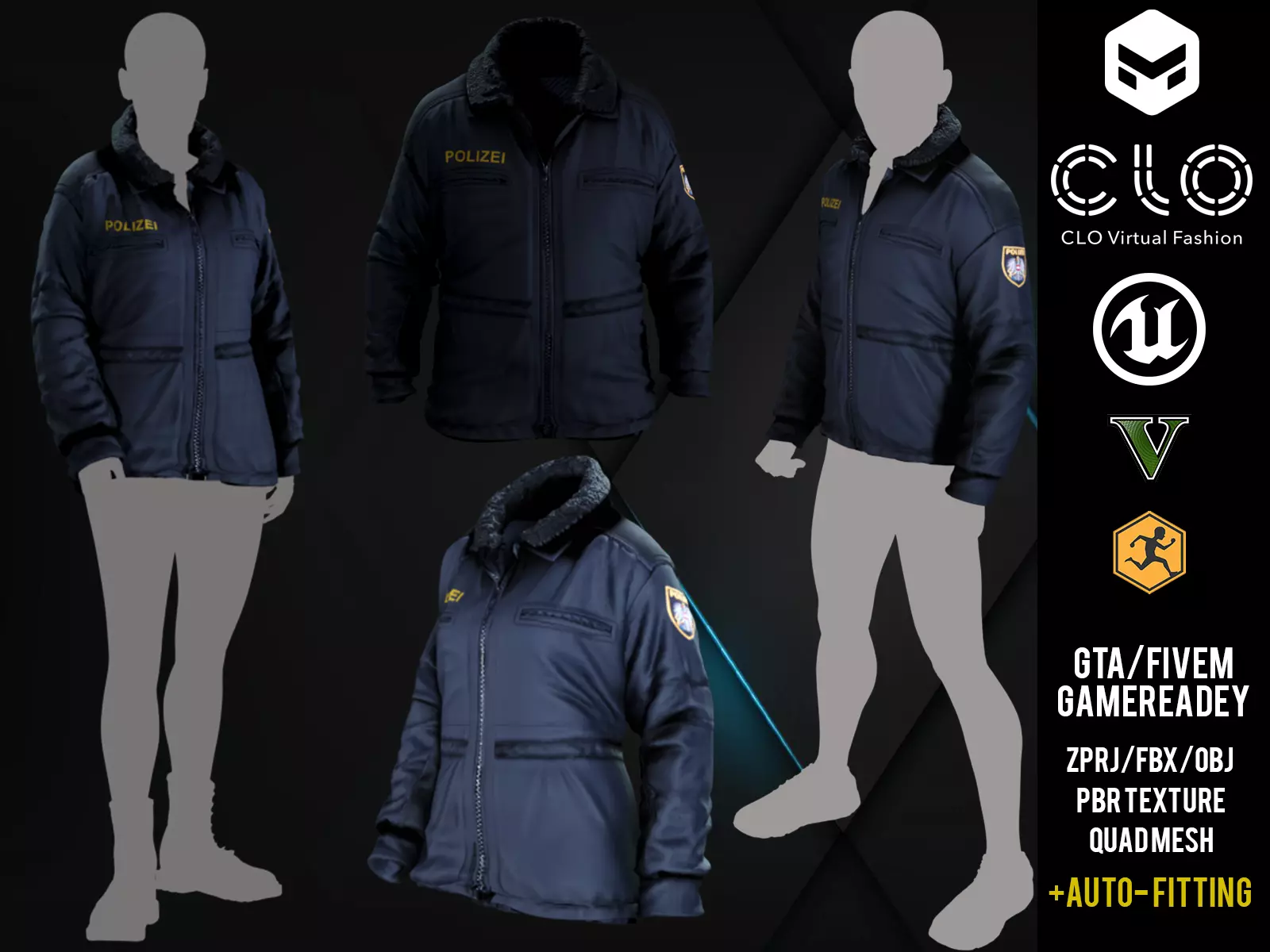 Austrian Police Officer Uniform 3D - CGTrader 3D model preview by Cloth4Game