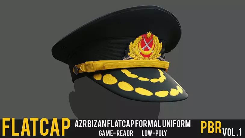 Azerbaijani Army Flat Cap hat Military Worn-out Soldier - CGTrader 3D model preview by Cloth4Game
