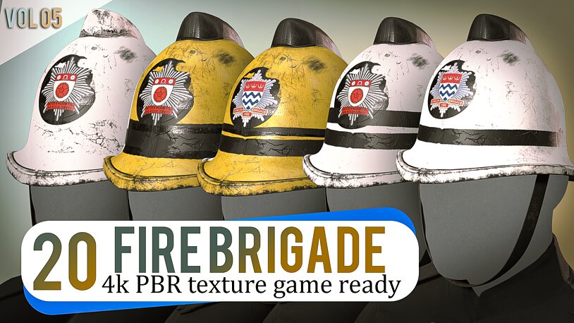 British Firefighter Helmet Yellow and White 10 Color emergency - CGTrader 3D model preview by Cloth4Game