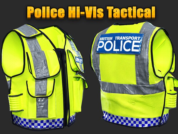 British transport Police Hi-Vis Tactical Vest Retro Gear UK - CGTrader 3D model preview by Cloth4Game