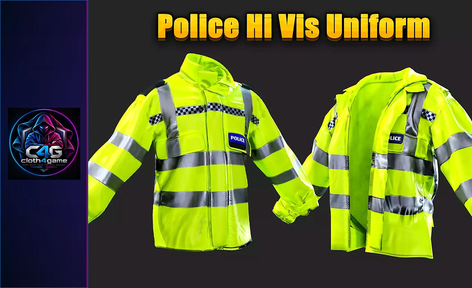 British Police High-Visibility Uniform Crowd Control Gear - 3D model render by Cloth4Game