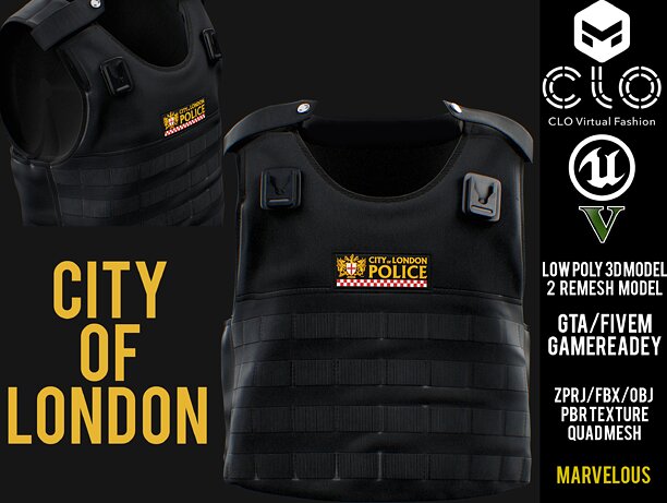 City of London Police Vest 3D Model for GTA FIVEM - CGTrader 3D model preview by Cloth4Game