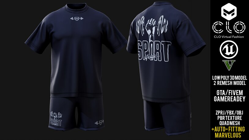 Fitness Strength Dept Graphic TShirt 3D FBX OBJ GTA - CGTrader 3D model preview by Cloth4Game