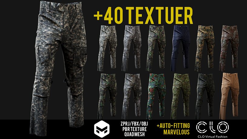 UF PRO Gen 2 Combat pants TACTICAL with 40 textuer - CGTrader 3D model preview by Cloth4Game