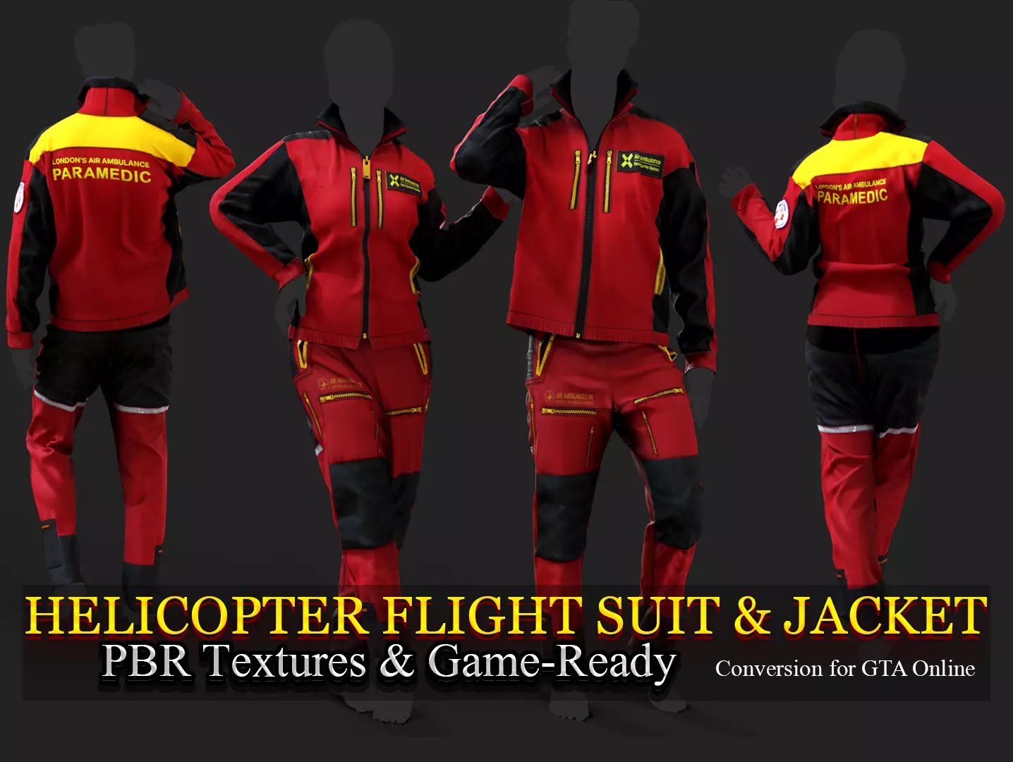 Helicopter Flight Suit Jacket Game Ready for GTA Online - CGTrader 3D model preview by Cloth4Game