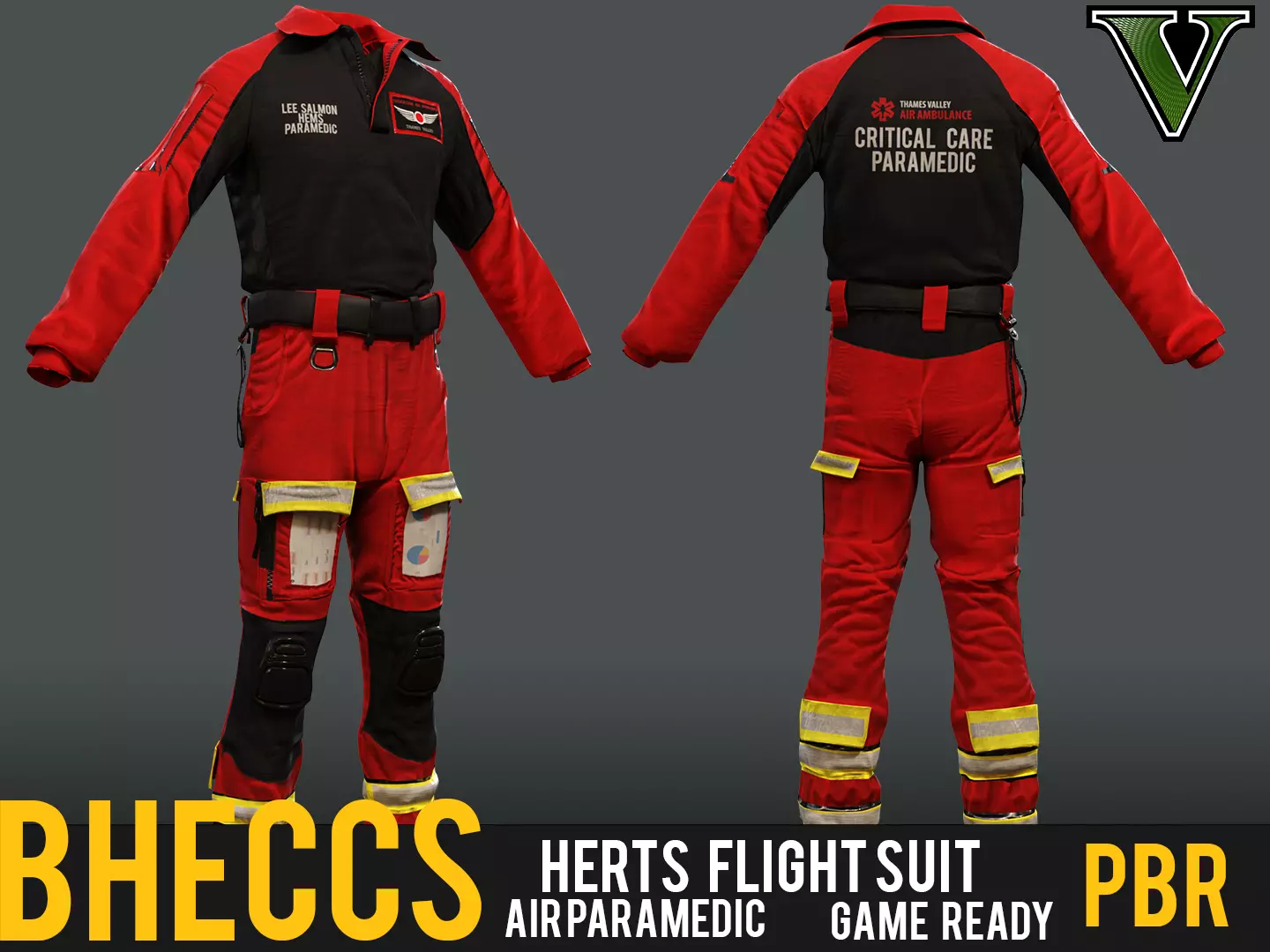 Herts Air Paramedic Flight Suit BHECCS Ambulance Crew Uniform - CGTrader 3D model preview by Cloth4Game