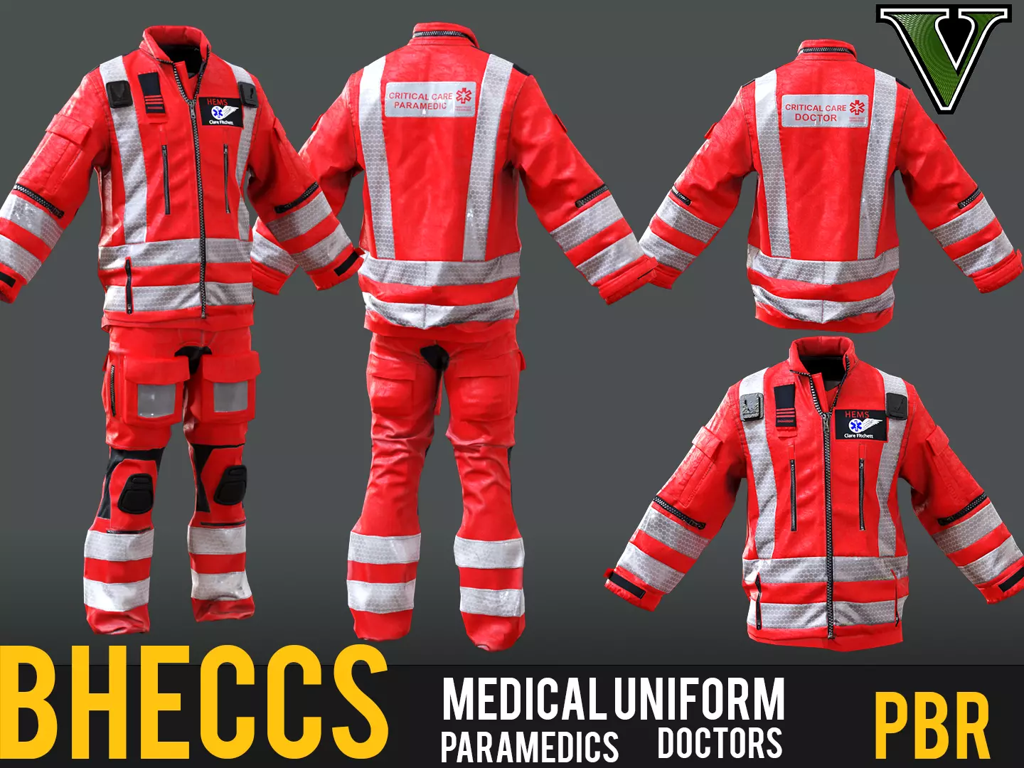 Herts Paramedic and Doctors Flight Suit BHECCS Medical Uniform - CGTrader 3D model preview by Cloth4Game