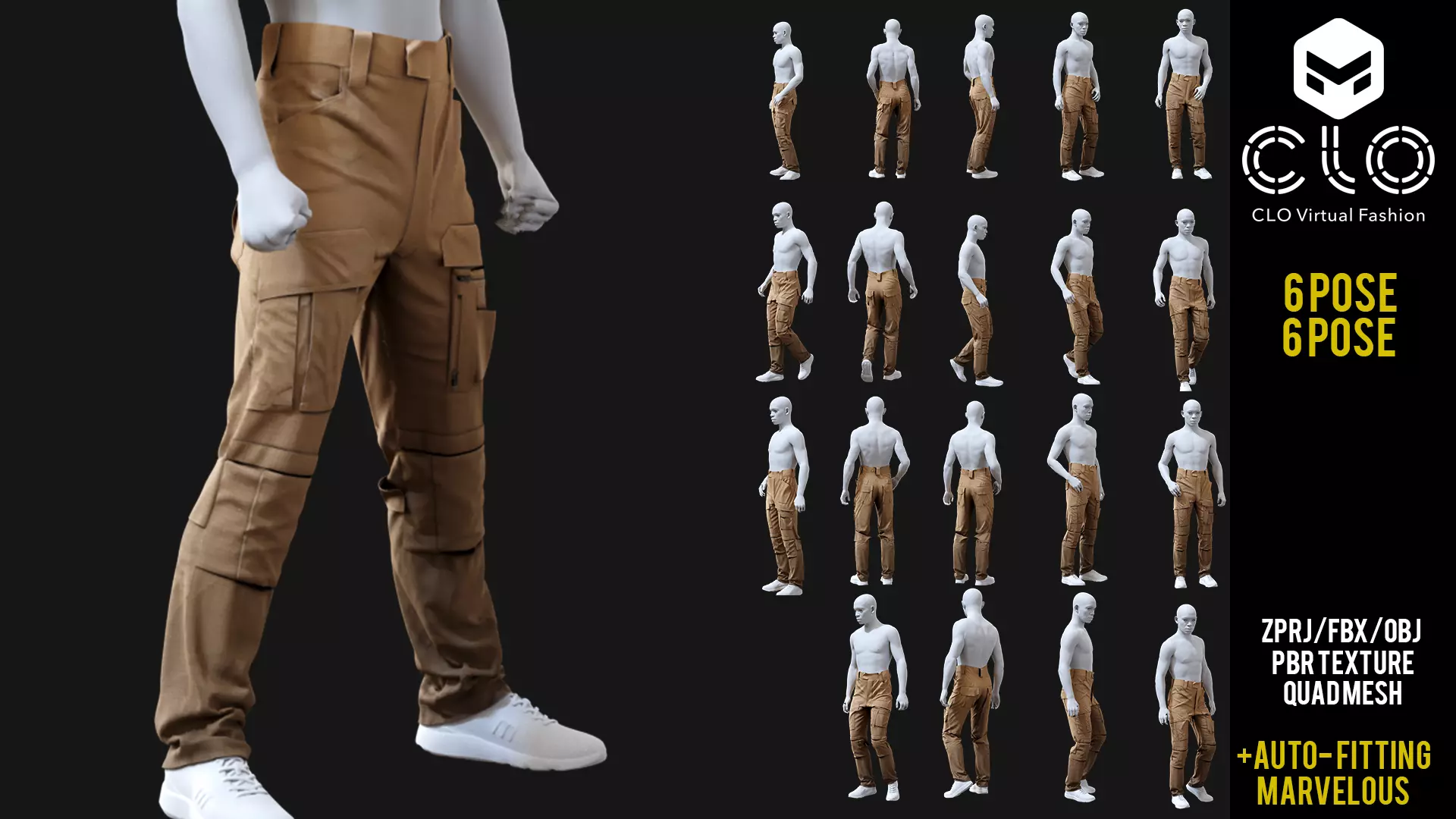 UF PROGen 2 Combat pants Tactical Pants 6 pose type - CGTrader 3D model preview by Cloth4Game