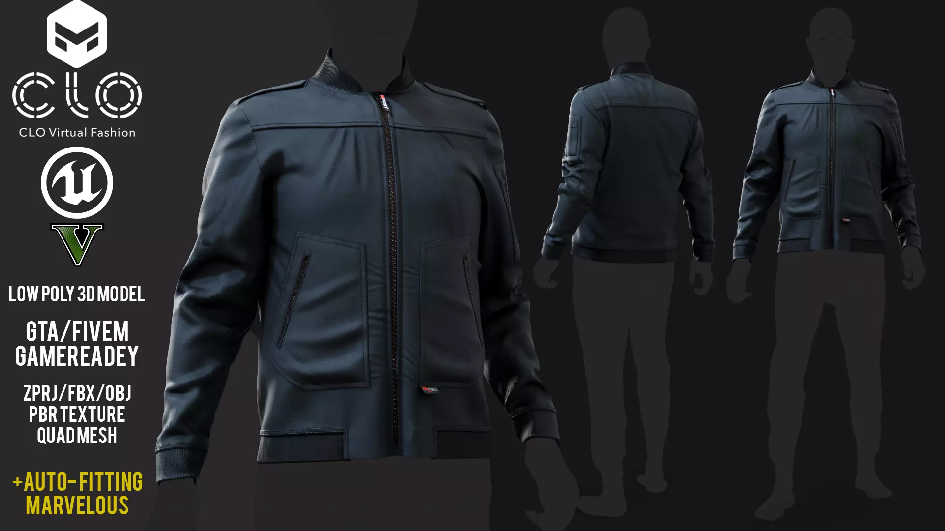 Leader Fleece Innenjacke uniform Outfit for GTA fivem 3D model - CGTrader 3D model preview by Cloth4Game