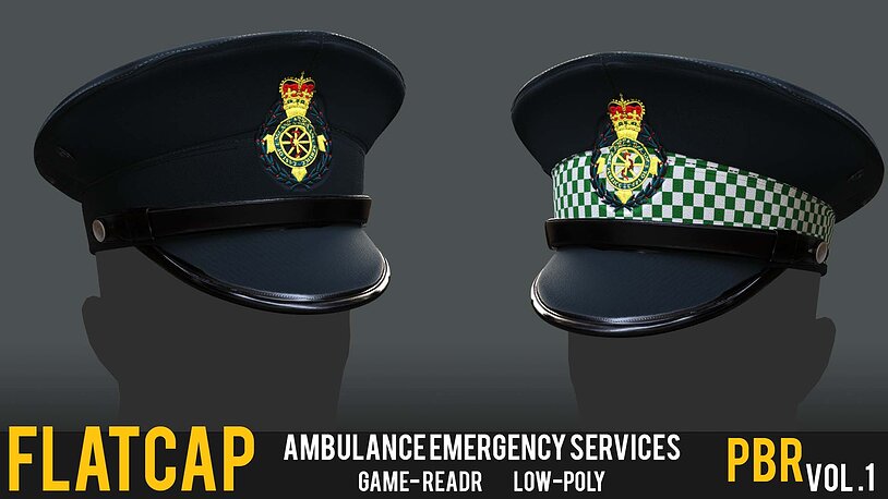 London Ambulance Service EMS Officer Flat Cap Hat - CGTrader 3D model preview by Cloth4Game