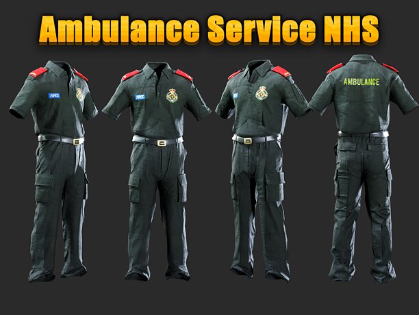 London Ambulance Service NHS Trust Uniform Shirt Trousers - CGTrader 3D model preview by Cloth4Game