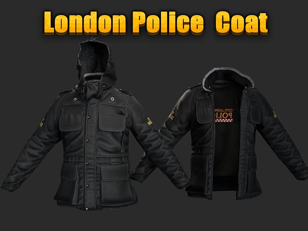 London Police Avenger Coat B315 fleece Jacket uniform - CGTrader 3D model preview by Cloth4Game