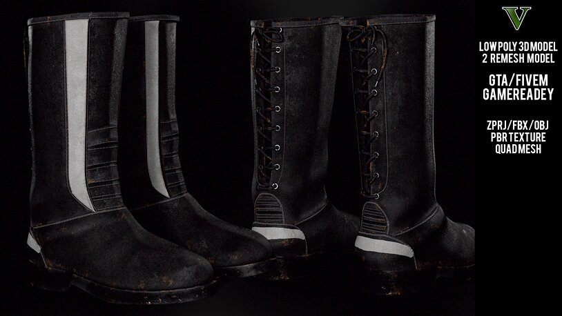 motorbike police boots for GTA Fivem Motors rendor cdizma - CGTrader 3D model preview by Cloth4Game