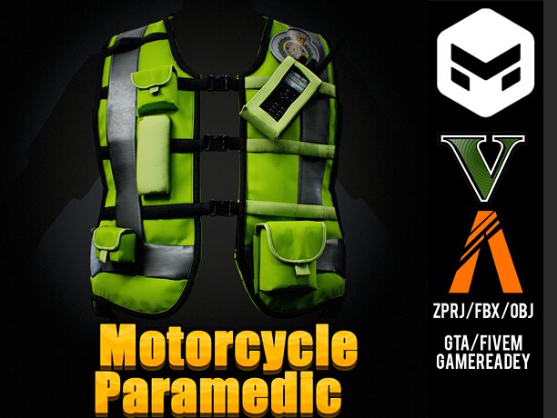 Motorcycle Paramedic Vest London NHS GTA 5 Fivem - CGTrader 3D model preview by Cloth4Game
