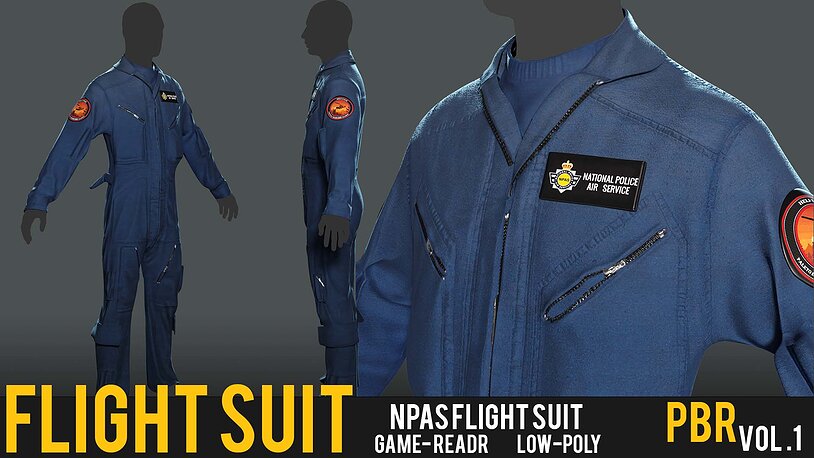 NPAS Style Flight Suit - Police Aviation 3D Model for EUP - CGTrader 3D model preview by Cloth4Game