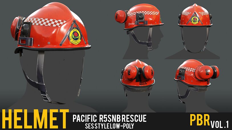 NSW State Emergency Services Pacific 3M Helmet PBR Textures - CGTrader 3D model preview by Cloth4Game