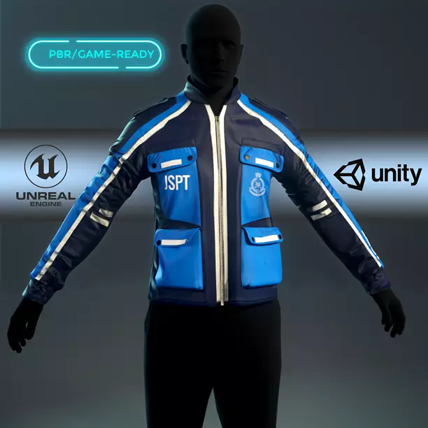 Polis Police Moto Jacket Malaysia Motorcycle Uniform Outfit - CGTrader 3D model preview by Cloth4Game