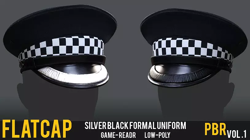 SILVER black Flat Cap 3D Model High-Quality PBR Textures - CGTrader 3D model preview by Cloth4Game